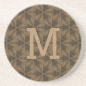 Elegant Monogram Brown Wood Grain Pattern Getränkeuntersetzer (Vorne)