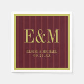 Elegant Monogram Burgundy Stripe Pattern Wedding Serviette (Vorderseite)