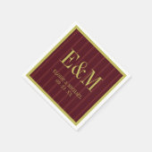 Elegant Monogram Burgundy Stripe Pattern Wedding Serviette (Ecke)