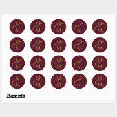 Elegant Monogram | Burgundy Wedding Runder Aufkleber (Blatt)