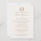 Elegant Monogram Burnt Orange Wedding Einladung (Vorderseite)