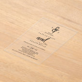 Elegant Monogram Calligraphy Akryllische Hochzeit Acryleinladungen (Ablage )