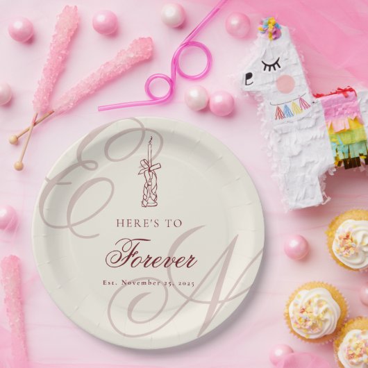 Elegant Monogram Calligraphy Wedding Pappteller (Party)