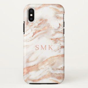 Elegant Monogram   Chic Kupfer-Rose Gold-Marmor Case-Mate iPhone Hülle