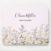 Elegant Monogram Colorful Flower Garden Floral Mousepad (Vorne)
