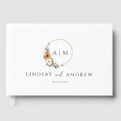 Elegant Monogram Copper Earthy Botanical Gästebuch (Vorderseite)