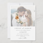 Elegant Monogram Copper Earthy Botanical Photo Einladung (Vorderseite)