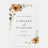 Elegant Monogram Copper Earthy White Wedding Acrylschild (Vorderseite)