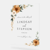 Elegant Monogram Copper Earthy White Wedding Acrylschild (Winkel)