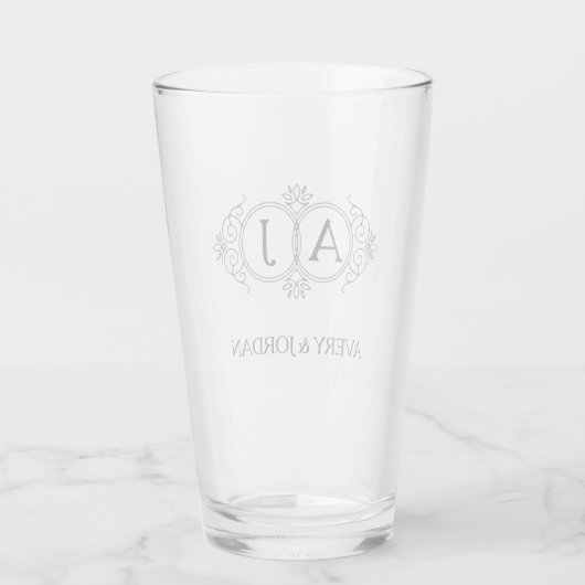Elegant Monogram couple initials luxurious style Glas (Rückseite)