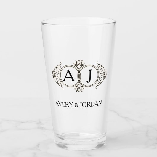 Elegant Monogram couple initials luxurious style Glas (Vorderseite)