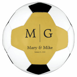 Elegant Monogram Couple Name Metallic Gold Fußball