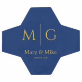 Elegant Monogram Couple Name Navy Fußball (Flach)