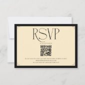Elegant Monogram Cream and Black Wedding  RSVP Karte (Vorderseite)