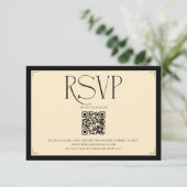 Elegant Monogram Cream and Black Wedding  RSVP Karte (Stehend Vorderseite)