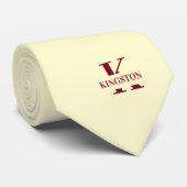 Elegant Monogram Cream | Burgundy Krawatte (Gerollt)