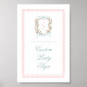 Elegant Monogram Crest Baby Shower Custom 4x6 Poster (Vorne)