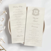 Elegant Monogram Crest Ivory Wedding Program Programm
