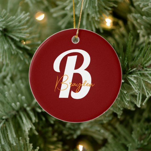 Elegant Monogram custom Keramik Ornament (Baum)