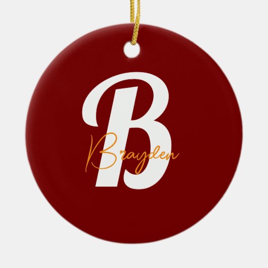 Elegant Monogram custom Keramik Ornament (Vorne)