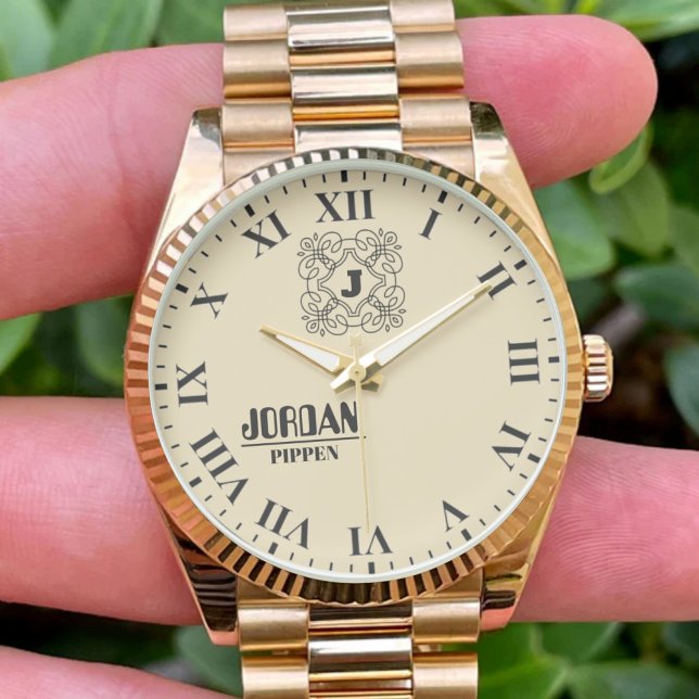 Elegant Monogram Custom Name & Initials Armbanduhr (Von Creator hochgeladen)