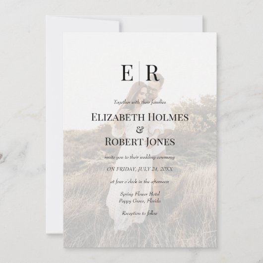 Elegant Monogram Custom Photo QR Code Wedding  Einladung (Vorderseite)