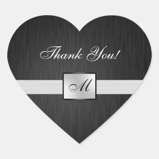 Elegant Monogram Dankeschön Hochzeitsticker Herz-Aufkleber