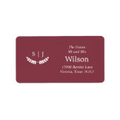 Elegant Monogram Dark Red Jewel Tone ReturnAddress Adressaufkleber (Vorne)