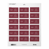 Elegant Monogram Dark Red Jewel Tone ReturnAddress Adressaufkleber (Vorne)