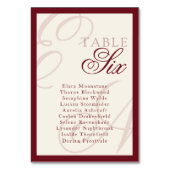 Elegant Monogram Deep red Table Seating Chart Tischnummer (Vorderseite)