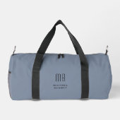 Elegant Monogram Dusty Blue Duffle Bag (Rückseite)