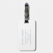 Elegant Monogram Dusty Blue Gepäckanhänger (Rückseite vertikal)