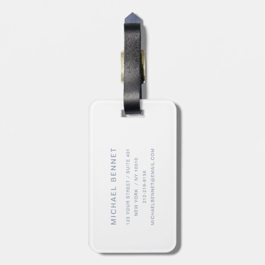 Elegant Monogram Dusty Blue Gepäckanhänger (Rückseite vertikal)