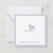 Elegant Monogram Dusty Blue Gingham Personalisiert Mitteilungskarte (Rückseite)