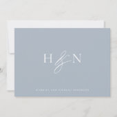 Elegant Monogram Dusty Blue Wedding Dankeskarte (Vorderseite)