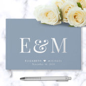 Elegant Monogram Dusty Blue Wedding Gästebuch