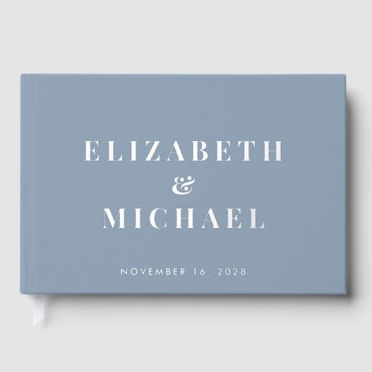 Elegant Monogram Dusty Blue Wedding Gästebuch (Vorderseite)