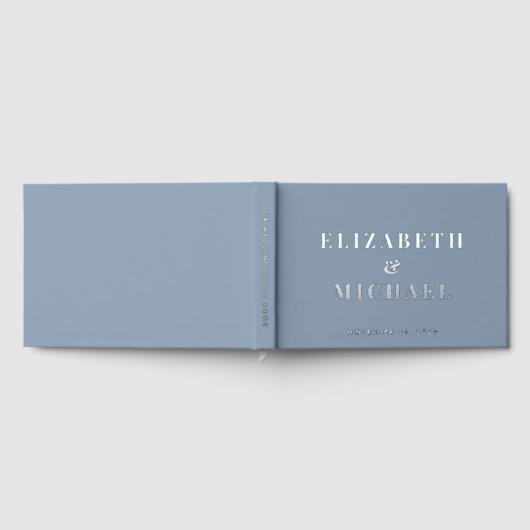Elegant Monogram Dusty Blue Wedding Gästebuch (Voll)