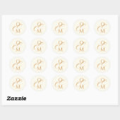 Elegant Monogram | Elfenbeinhochzeit Runder Aufkleber (Blatt)