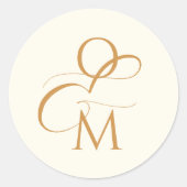 Elegant Monogram | Elfenbeinhochzeit Runder Aufkleber (Vorderseite)
