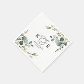 Elegant Monogram Eukalyptus Greenerity Personalisi Serviette (Ecke)