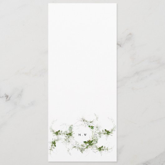 Elegant Monogram | Eukalyptus Wreath Wedding Menükarte (Rückseite)