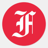 Elegant Monogram F Runder Aufkleber (Vorderseite)