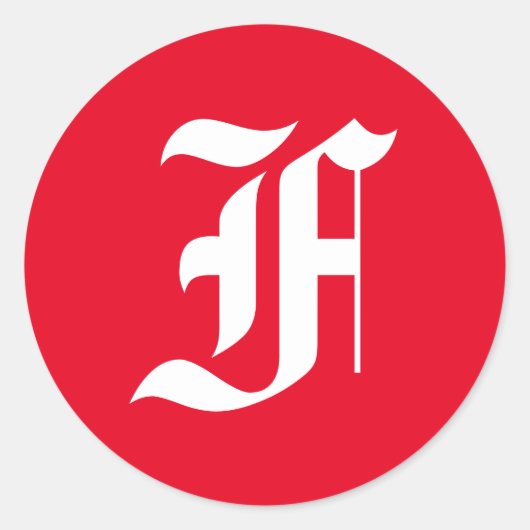 Elegant Monogram F Runder Aufkleber (Vorderseite)