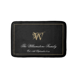 Elegant Monogram Family Nachname Neuheirat Badematte