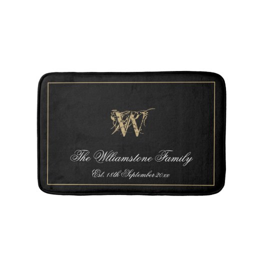 Elegant Monogram Family Nachname Neuheirat Badematte (Vorderseite)