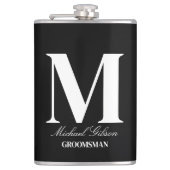 Elegant Monogram Flask - Personalized Groomsmen Gi Flachmann (Vorderseite)