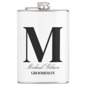 Elegant Monogram Flask - Personalized Groomsmen Gi Flachmann (Vorderseite)
