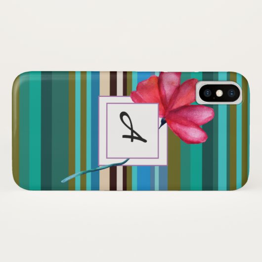 Elegant Monogram Floral iPhone Case (Rückseite (Horizontal))