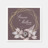 Elegant Monogram Floral Mauve Wedding Serviette (Vorderseite)